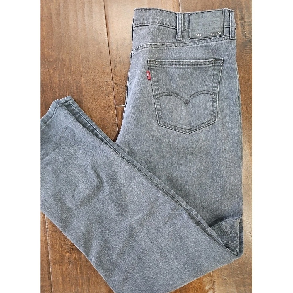 Levi Strauss 541 Jeans Men's 40 × 34 Regular Fit Gray Black Denim W36 L34 Levi's